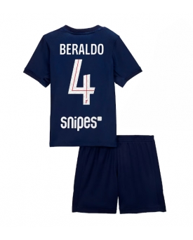 Billige Fotballdrakt Paris Saint-Germain Lucas Beraldo #4 Replika Hjemmedraktsett Barn 2025-26 Kortermet (med bukser)